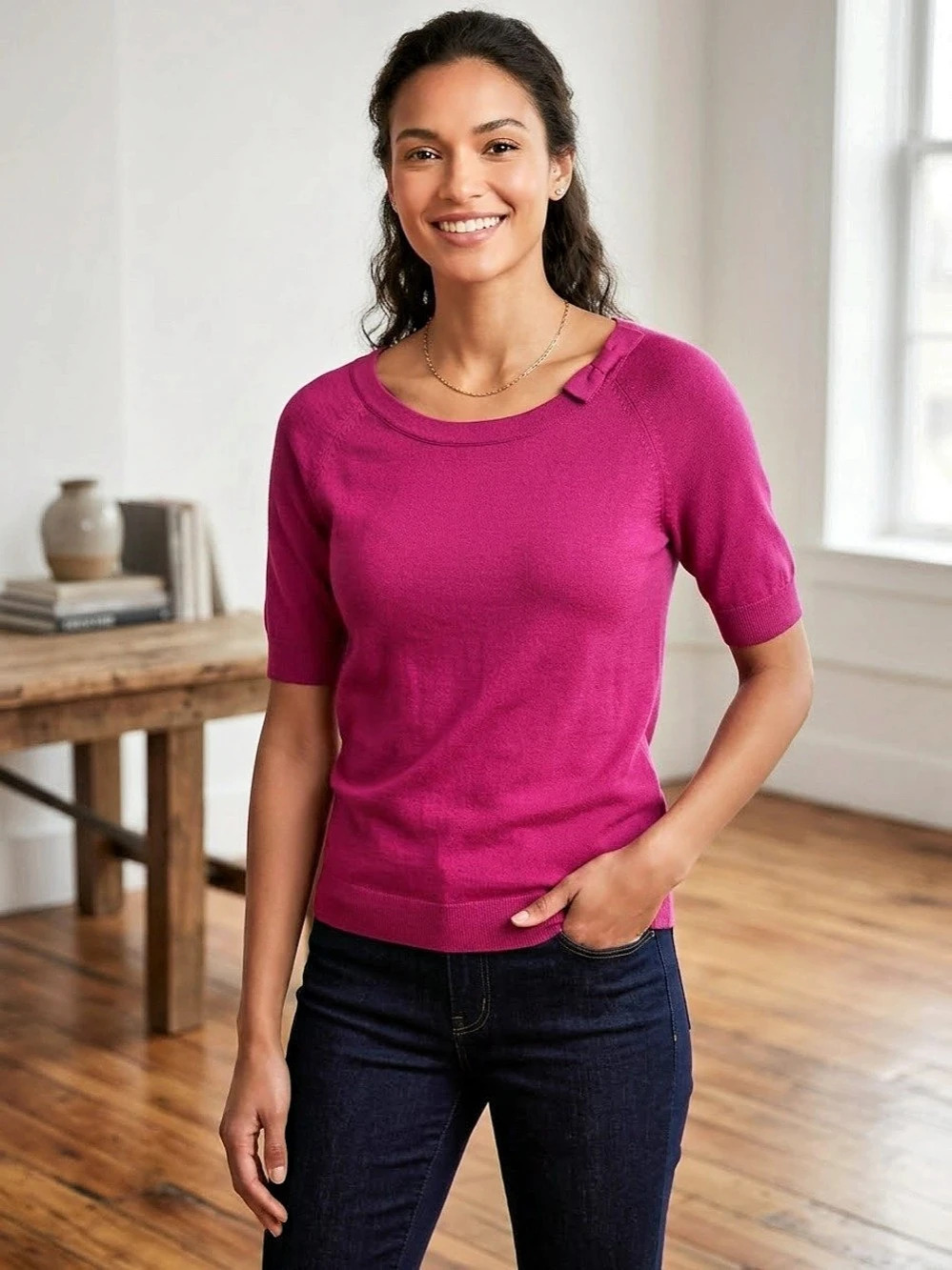 Banana Republic Short Sleeve Top in Pink Size Medium NWT